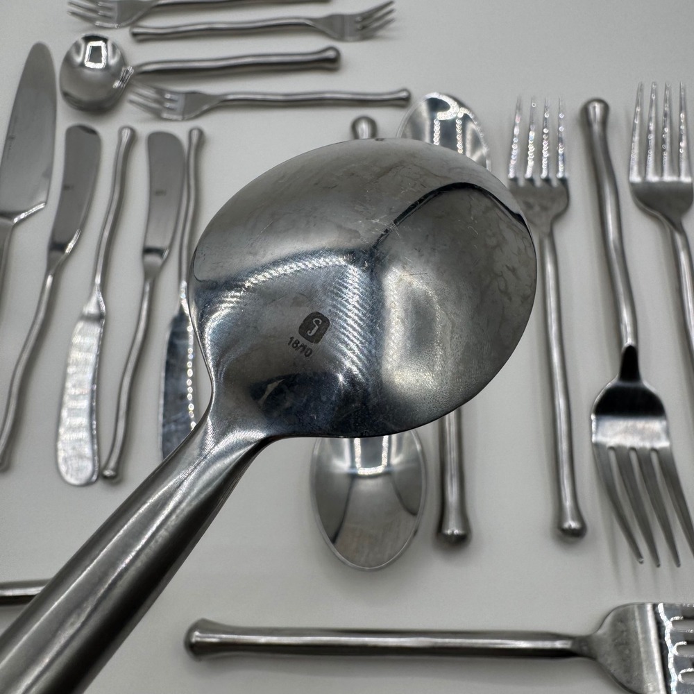 Gourmet Settings Treble Clef 18/10 Stainless Flatware Set 25 Piece Hand Forged - Picture 8 of 13